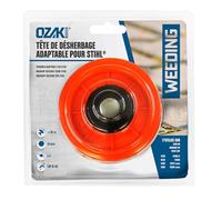 OZAKI - Tête Fil Nylon TAP-N-GO 2 Fils - Adaptable Désherbeuses STIHL FS38, FS40, FS45, FS50, FSE60 - FS50C, FS50E, FSE60, FSE71, FSE81 depuis 2008 Hexagone 16mm - M8 x 1,25 D