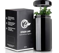 OZCHIN Récipient en verre avec couvercle hermétique pour la cuisine, récipient de protection UV pour café, thé, épices avec bouchon à vis anti-odeurs (noir, 500 ml)