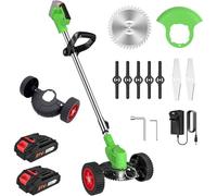 OZPPM Strimmer sans Fil, Coupe-Herbe Légère Télescopique avec des Lames 8xmétales Et des Batteries 2x2000mAh, Chargeur Rapide, Coupe-Herbe De Jardin Électrique pour Élagage De La Pelouse,Green