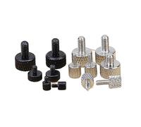 OZWANY Lot de 4 vis moletées à tête plate cylindrique en acier au carbone M1.6 M2 M2.5 M3 M4 M5 Vis de réglage de serrage Manuel pour le bricolage / Objectif / Calibreur (Noir Straight, M2x3-D4x4)