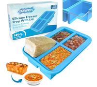 Ozwen Grand plateau de congélation en silicone de 1 tasse avec couvercle, préparation facile des repas grâce au récipient à souper, moule de congélation et stockage des aliments pour sauce, bouillon