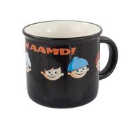 p:os 33834 - Mainzelmännchen Mug avec Effet de Changement de Couleur en Noir, mug pour Enfants en Porcelaine, capacité d'environ 180 ML, pour Boissons Chaudes et Froides