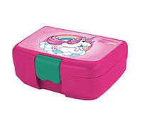 p:os Boîte à déjeuner licorne pour enfants avec un compartiment, boîte à déjeuner rose en plastique avec fermeture à clip, boîte à goûter pour la maternelle, l'école et les loisirs