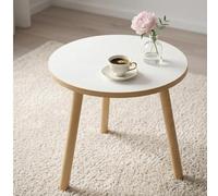 P&P Furniture Table basse ronde blanche Ø 50 cm Hauteur 46 cm - Table d'appoint moderne Pieds en bois Salon Chambre Style scandinave Petite table basse ronde moderne production UE