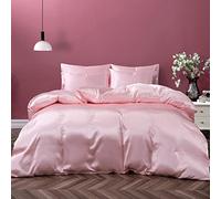 P Pothuiny Parure de lit 5 pièces en Satin Soyeux avec Fermeture éclair, 1 Housse de Couette + 4 taies d'oreiller (sans Couette)