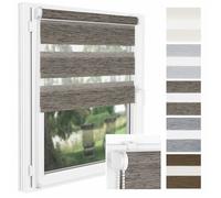 P+R Store enrouleur Jour Nuit Zébré sans Perçage Wood 42 x 150 cm beige Facile à Installer