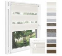 P+R Store enrouleur Jour Nuit Zébré sans Perçage Wood 42 x 150 cm beige Facile à Installer