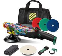 P2 : Kit de polisseuse pour voiture, 1000W, couple élevé, polisseuse rotative robuste de 150 mm pour la correction profonde de la peinture, pince de câble et outil multifonction 3-en-1, câble amovible
