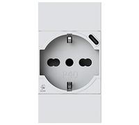 P40 USB3.0 Prise Schuko type P40 avec bloc d'alimentation USB 3 A intégré avec connecteur de type C compatible Bticino Living Now Blanc