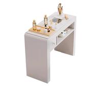 PA-DABAOO Table De Manucure, Bureau Moderne Avec Tiroirs, Avec Collecteur De Poudre À Ongles, Poste De Travail De Beauté Pour Salon, Double Rangement Avec Tiroirs,80cm