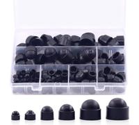 PA66 Couvercle de vis en plastique résistant aux intempéries Protection | 160 pièces, 6 tailles M3 à M10, assortiment complet pour divers projets, anodisé noir