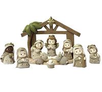 PABEN Ensemble de crèche Nativité enfants complet avec hutte en résine Couleur Havane
