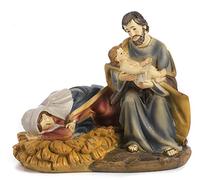PABEN Groupe Nativité Nativité Marie Repose Saint Joseph avec Jésus Enfant Figurine en Résine Longueur 11,4 cm Largeur 11,4 cm Hauteur 9,5 cm, Collection Religieux, Couleur Beige