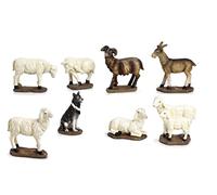 PABEN Lot de 8 figurines animaux, mouton, chèvre, mouton, chien pour crèche, en résine (hauteur 4,3 cm)