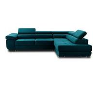 Best mobilier Canapé d'angle droit Pablo 5 places convertible avec coffre et têtières réglables