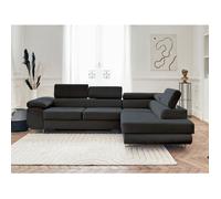 Best mobilier Canapé d'angle Pablo convertible 5 places coffre têtières réglables velours Gris foncé