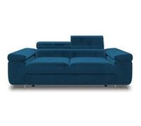 Bestmobilier Canapé droit 2 places Pablo – velours, têtières ajustables – Bleu