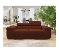 Best mobilier – Canapé droit Pablo – 2 places – velours côtelé – têtières ajustables – Terracotta