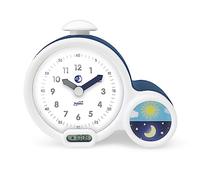 Pabobo Kid'Sleep Clock bleu - Réveil Educatif Enfant - Numérique analogique | Double Affichage Analogique/Digital - Veilleuse Lune/Soleil Indicatrice Réveil - Verrou Parental - 3 alarmes - Dès 3 ans