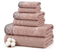Pacific Coast Textiles 56JQJQBG-PCH-St Lot de 6 Serviettes damassées en Jacquard avec Bordure Embellie Pêche, Coton, 1 x 1 x 1 cm