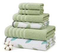 Pacific Coast Textiles Amrapur Overseas Lot de 6 uni Ultra Doux 500 g/m² 100 Serviettes en Coton peigné Fil Teint Bio Vert Sauge, 40,6 x 25,4 x 12,7 cm