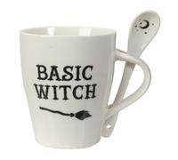Pacific Giftware Ensemble tasse et cuillère en porcelaine anglaise gothique blanche