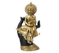 Pacific Giftware Figurine de Bouddha doré assis sur la main divine | Décoration noire