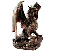 Pacific Giftware Figurine de Collection Dragon Bronzite Debout sur Un Rocher 22,9 cm