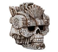 Pacific Giftware Montezuma Aztec Ruler Skull Collectible Figurine Antique Skull Bone Finish 6 Inch L