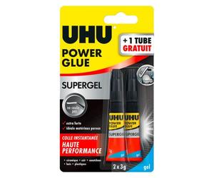 Pack 1 tube de colle 3 g Uhu Power Glue + 1 offert