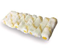 Pack 10 manchons mini rouleaux pattes de lapin rayées jaune | Polyamide 100 mm | Peinture plinthes radiateurs surfaces plates coques bateaux | Kibros 4KIT741c