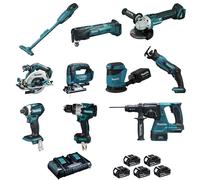 Pack 10 outils MAKITA LOT0309 18V 5 x 5.0 Ah (DCL180 - DHP486 - DTD154 - DGA506 - DHS680 - DHR243 - DTM51 - DJR183 - DJV182 -DBO180)