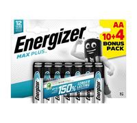 Pack 10 piles alcaline LR06 Energizer Max Plus AA + 4 offertes