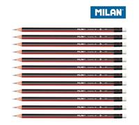 Pack 12 Crayons Graphite Avec Gomme Milan.
