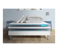 Pack 140x190 matelas BodyForm + sommier kit blanc + Couette 240x220cm + 2 oreillers 60x40cm