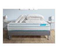 Pack 140x190 matelas BodyMax + sommier kit gris + Couette 240x220cm + 2 oreillers 60x40cm G