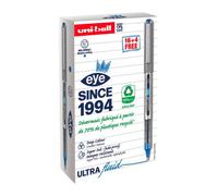 Pack 16 stylos roller bleus Uni Ball Eye + 4 offerts