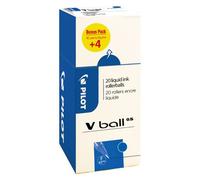 Pack 16 stylos roller V-BALL 0.5 mm PILOT capuchon + 4 offerts - bleu
