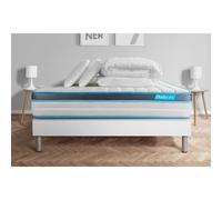 Pack 160x200 matelas BodyFit + sommier kit blanc + Couette 260x240cm + 2 oreillers 60x40cm