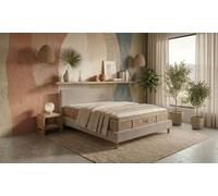 Pack 160x200cm : Lit colisée Velours Gris clair + Matelas Ibiza