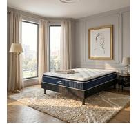 Pack 160x200cm sommier tapissier noir et matelas hybride luxe 30cm - Morphea