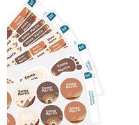 Pack 164 Étiquettes Crèche et École Maternelle - Personnalisées pour Vêtements et Objets - Autocollantes et Thermocollantes - Terracotta