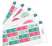 Pack 164 Étiquettes Crèche et École Maternelle - Personnalisées pour Vêtements et Objets - Autocollantes et Thermocollantes - Baleine