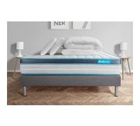 Pack 180x200 matelas BodyFit + sommier kit gris + Couette 260x240cm + 2 oreillers 60x40cm G
