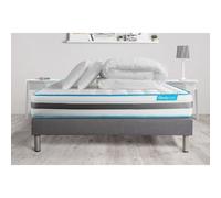 Pack 180x200 matelas BodyFlex + sommier kit gris + Couette 260x240cm + 2 oreillers 60x40cm