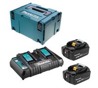 Makita Pack énergie 197504-2 18V Li-Ion, 2 batteries 18V 4.0Ah, chargeur double, coffret MAKPAC