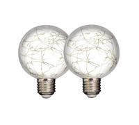 Pack 2 ampoules globes déco LED 1,5W / 55LM plastique diam.80mm pour guirlande culot E27