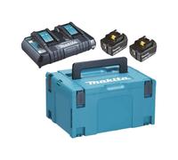 Pack 2 batteries + 1 chargeur double MAKITA 18V Li-Ion 5Ah + coffret MAKPAC 197629-2
