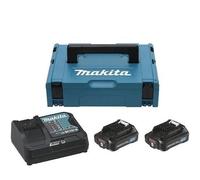 Makita Pack de 2 batteries BL1021B + DC10SA + Makpac – 197658-5
