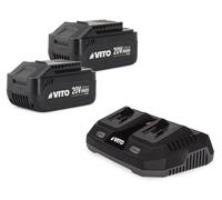 Pack 2 Batteries Lithium 20V 4.0Ah + Chargeur double Gamme sans fil LI VITO